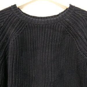525 AMERICA | small | Navy Blue Cotton Chunky Knit Crewneck Sweater
